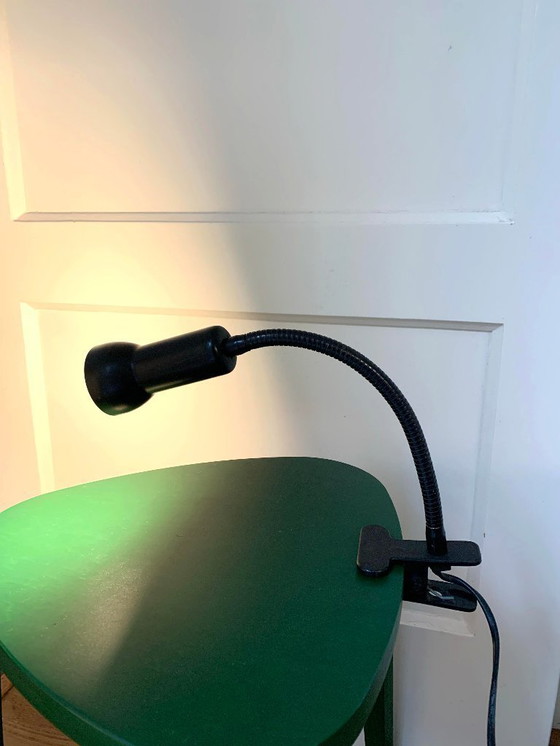 Image 1 of Black clamp spotlight with flexible arm – 80s style