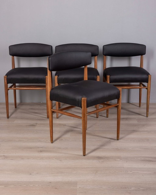 SET DI 4 SEDIE VINTAGE ANNI 60 IN LEGNO DI TEAK DESIGN ITALIANO