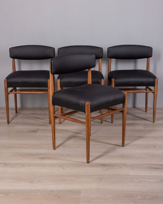 Image 1 of ENSEMBLE DE 4 CHAISES VINTAGE EN BOIS DE TECK DES ANNÉES 1960, DESIGN ITALIEN