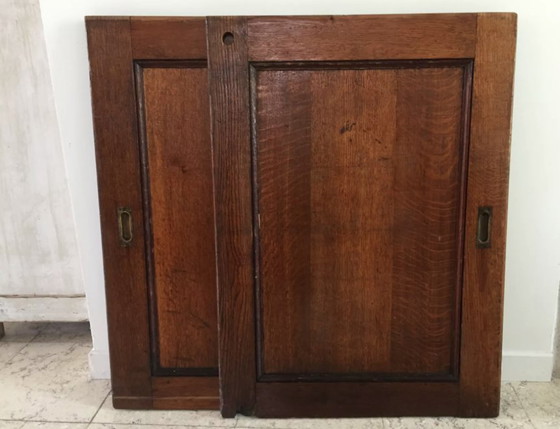 Image 1 of Pair of Vintage Oak Sliding Doors France