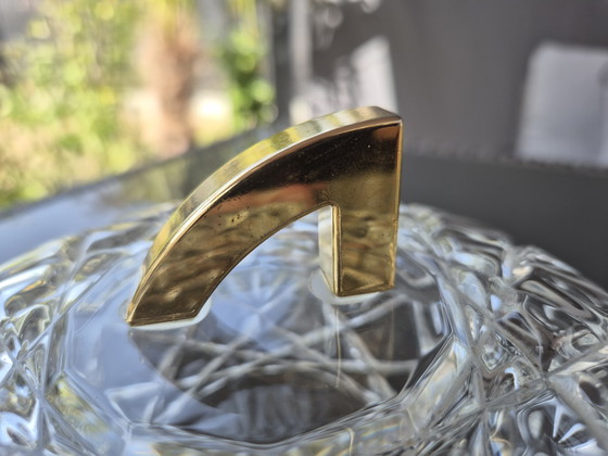 Image 1 of Vintage Walther Glas crystal candy dish with gold-tone handle – Germany, 1970s