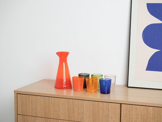 Image 1 of Set colorato di bicchieri e caraffa, Scherzer Bavaria, anni '80, prodotto in Germania