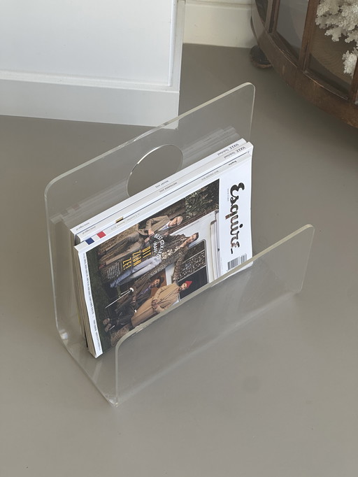 Vintage Plexiglas Perspex Acrylic Reading Tray Magazine Holder Newspaper Box Retro
