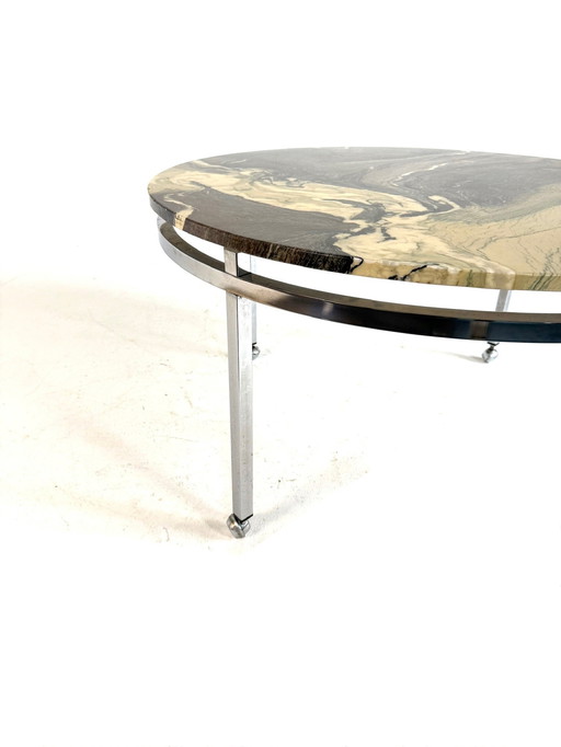 Chroom & marmer salontafel ‘70