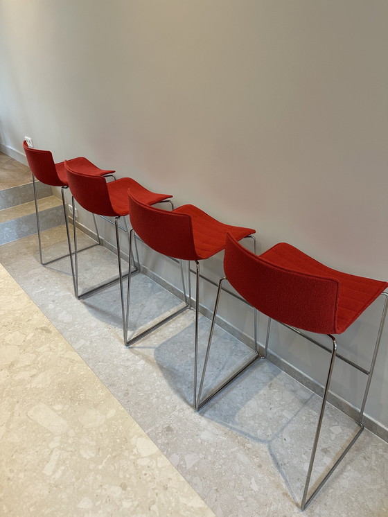 Image 1 of 4x sgabello da bar Arper Catifa 46 design rosso Alberto Lievore