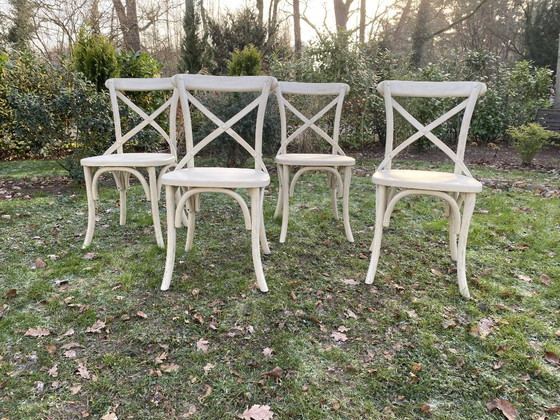 Image 1 of 4 houten crossback stoelen