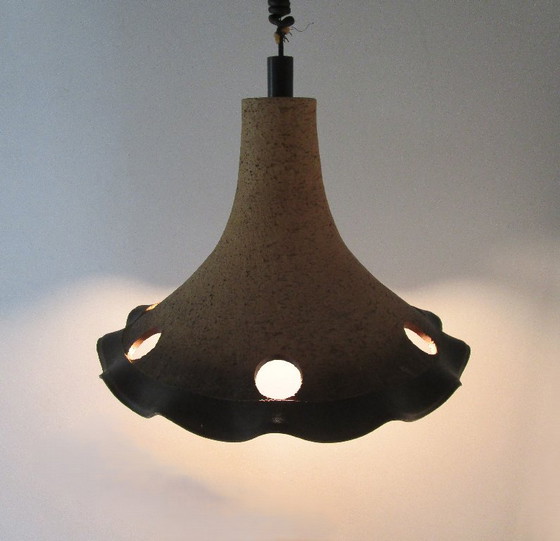 Lampada a Sospensione Vintage XL in Ceramica Anni '70 | Fat Lava / Germania Ovest | ø 42 cm. (photo 3 of 9)
