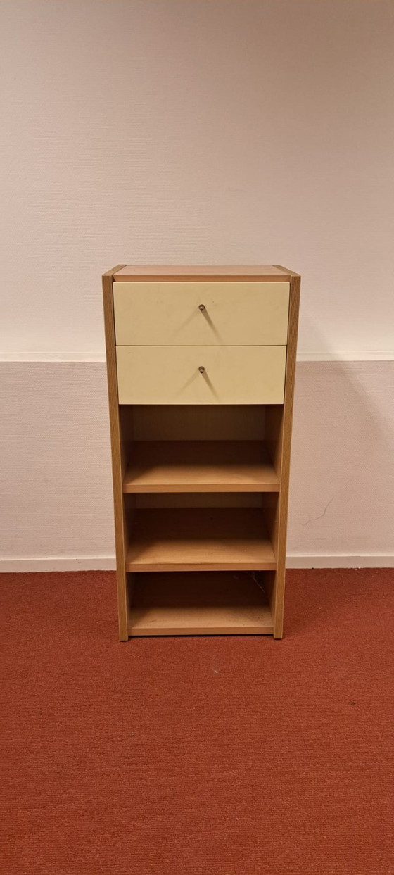 Image 1 of Compact wooden cabinet with 2 drawers | practical & tidy