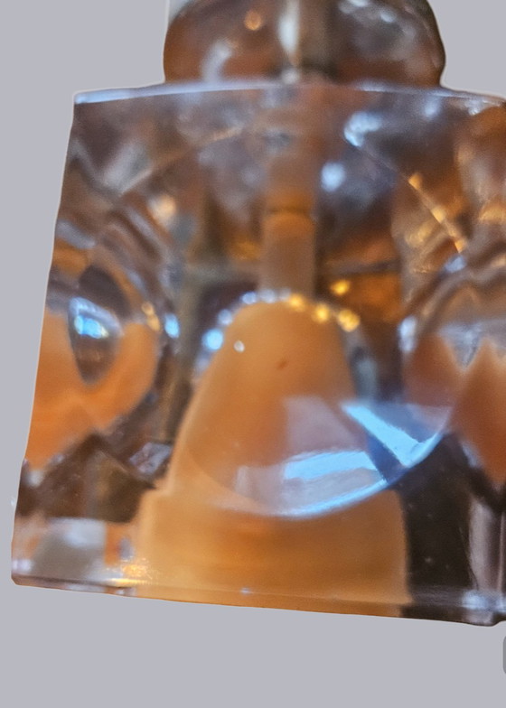 Image 1 of Vintage Space Age Lamp Base – Orange Glass Cube – 1970s