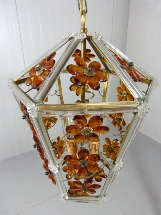 Image 1 of Lampada a sospensione a forma di fiore in vetro, Italia anni '50