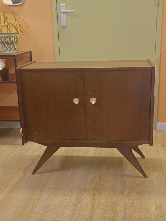 Image 1 of Platine vinyle vintage compacte, petit buffet, petit meuble audio pour salle de bain, mobilier de salle de bain