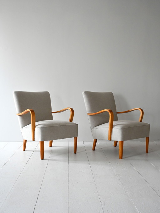 Paire de fauteuils scandinaves en teck des années 1950