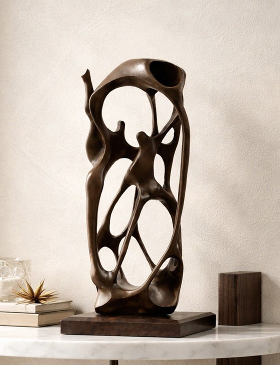 Image 1 of Organische Massivholzskulptur – Stil von Henry Moore – Moderne Kunst der Mitte des 20. Jahrhunderts

