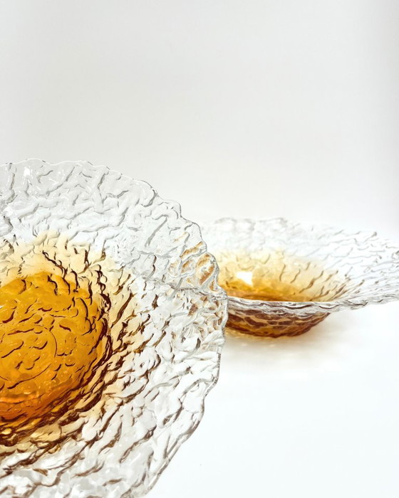 Image 1 of Set of 2 vintage textured glass bowls