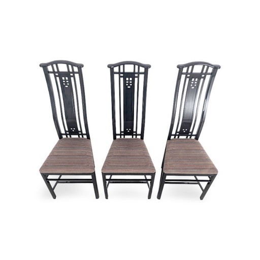 Original 3er Set Giorgetti Stühle Umberto Asnago schwarz Italien