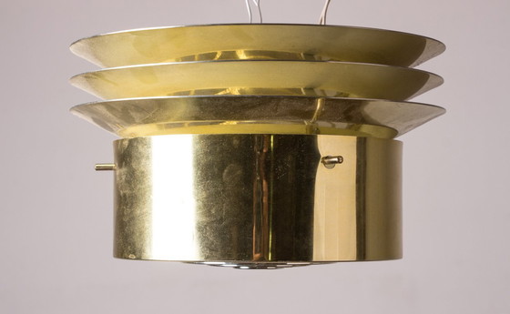 Image 1 of Pair of Danish ceiling lights in Brass model T742 by Hans Agne Jakobson 1960.
