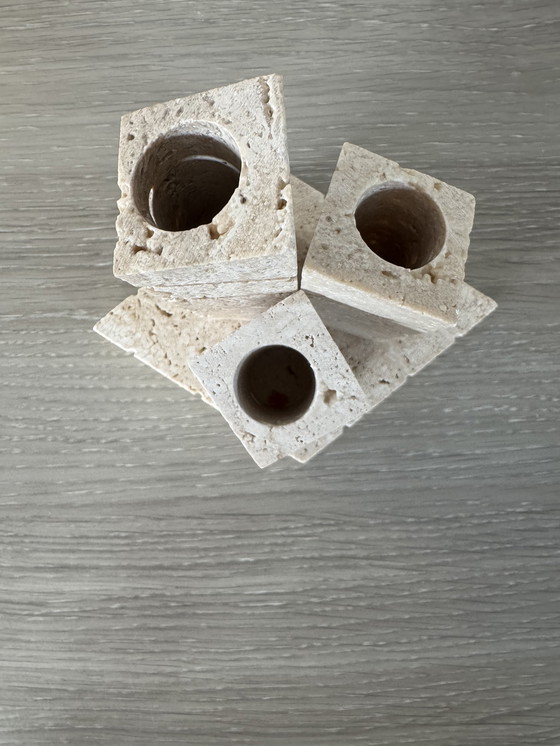 Image 1 of Travertin vaas/kandelaar uit Italy 