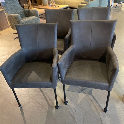Malonno – 4er-Set Anthrazit – INHOUSE, eetkamerstoelen, Leather, Calfskin