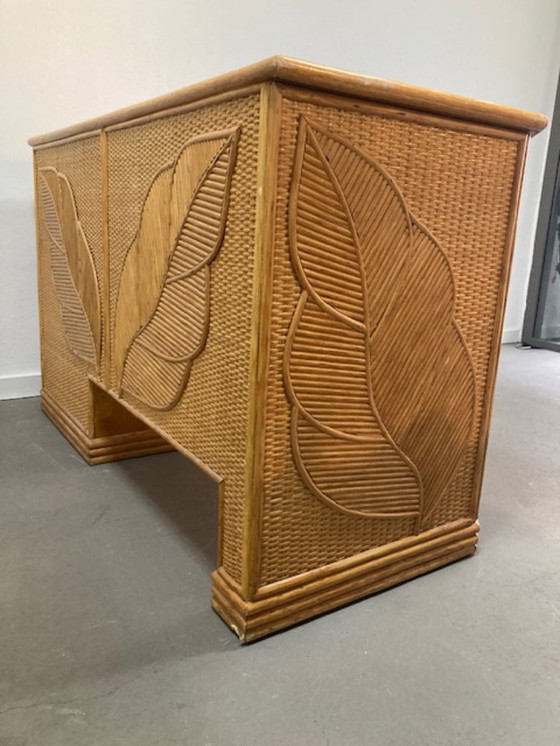 Image 1 of Uniek rieten bureau van potlood of riet, stijl Vivai del Sud