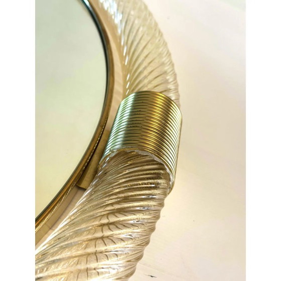Image 1 of Elegante specchio rotondo in oro stile Murano, modello Barovier.