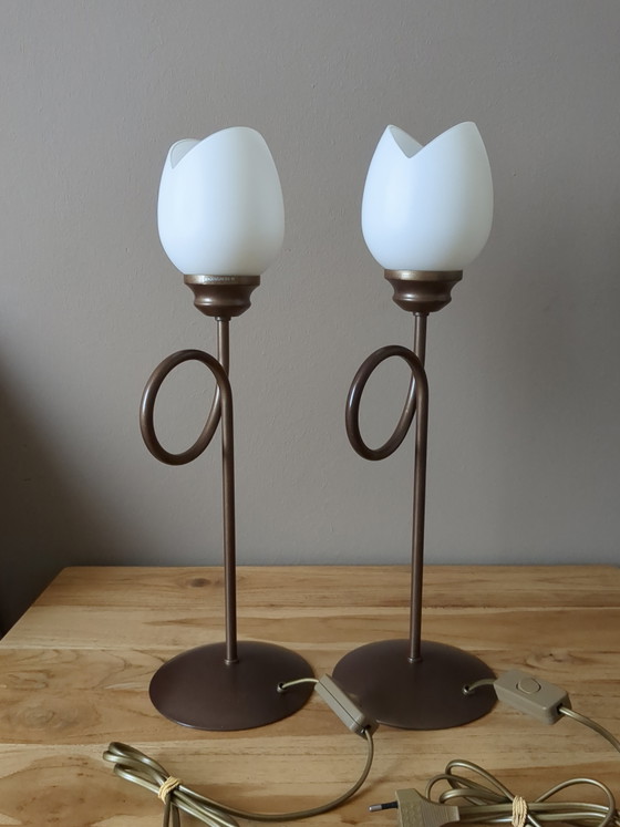 Image 1 of Set of Vintage Solid Table Lamps 'Tulip'
