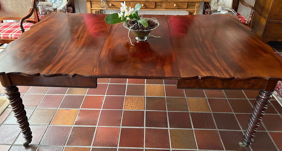 Image 1 of Antieke Engelse Coulissetafel / eettafel Mahonie