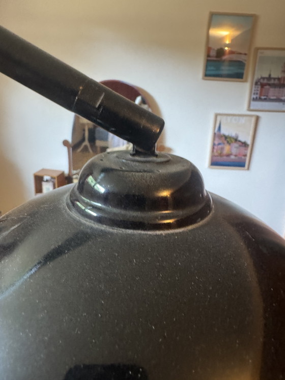 Image 1 of Lampada da terra vintage in stile Arco – anni '60/'70 – Marmo e metallo laccato nero