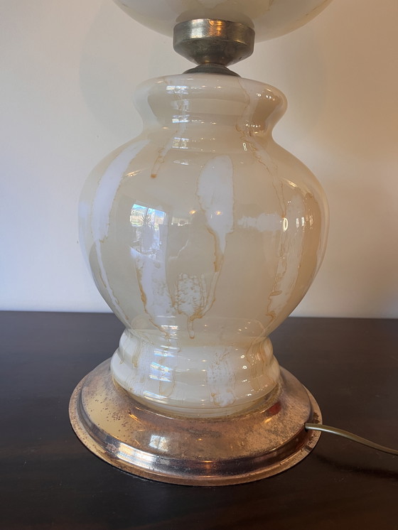 Image 1 of Vintage Lamp Van Glas Met Messing