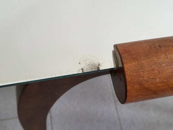 Image 1 of Vintage Art Deco Coffee Table/Side Table in Walnut, Oak & Glass with Mirror, 193040