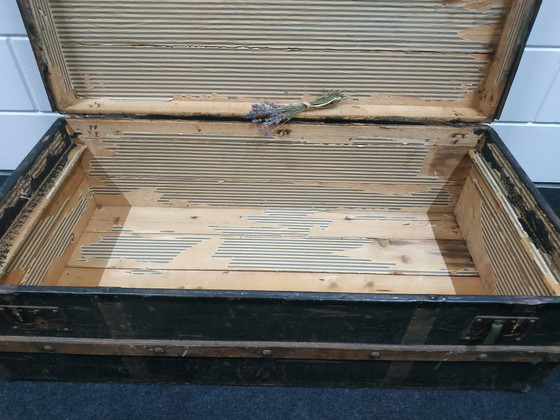 Image 1 of Original Antique Travel Cabin Case Metal/Wood