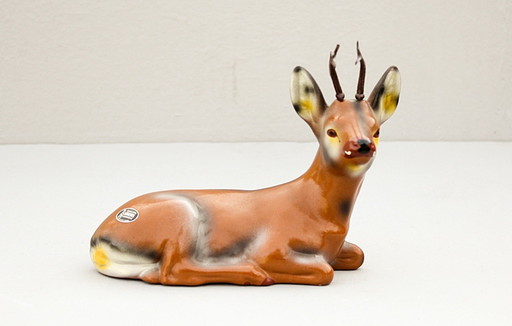 Roebuck keramiek figuur van Griebel, Midcentury tuin figuur