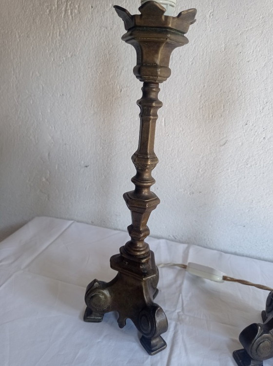 Lamps - Bronze - Transformed Candelabras – Table lamps, Textile (photo 18 of 38)