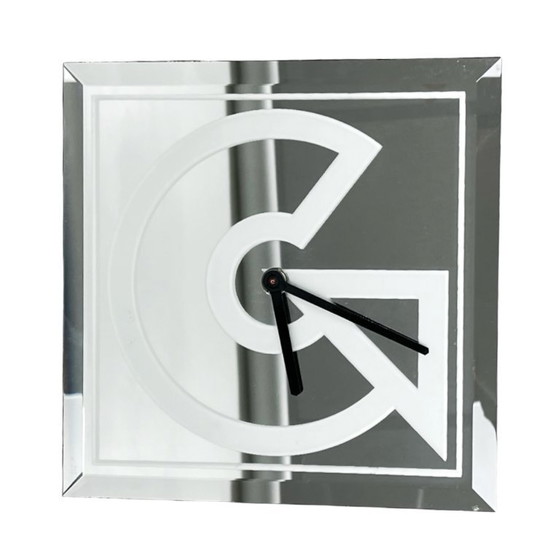 Image 1 of Vintage 1980s Kienzle Wall Clock – Mirrored Glass, Art Deco/Memphis Style.