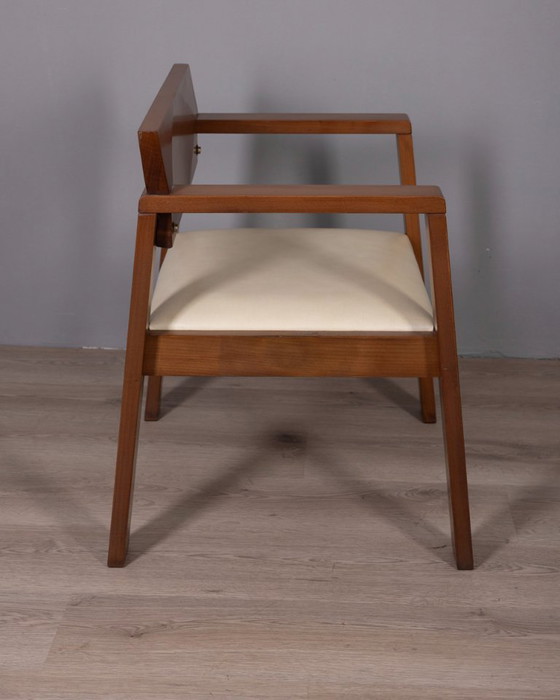 Image 1 of Poltrona vintage italiana in legno e pelle, anni '80