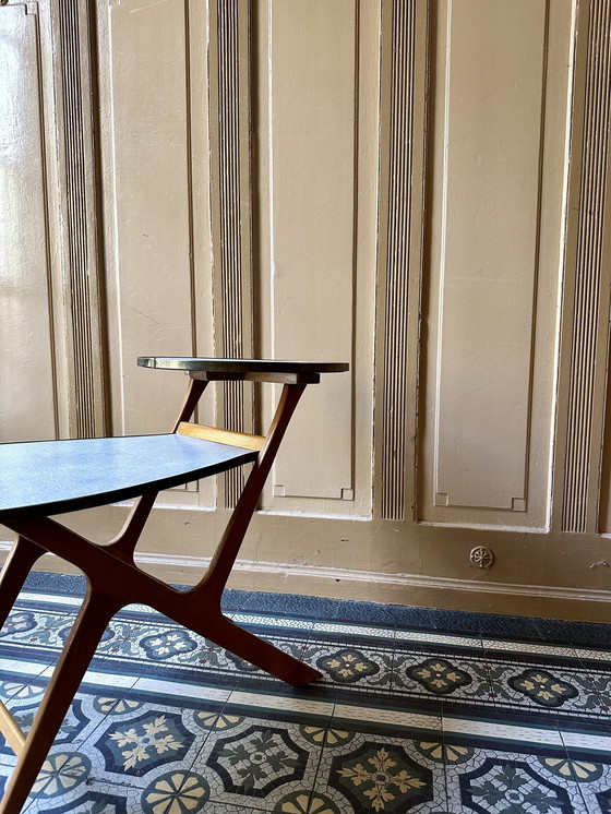 Image 1 of Tavolino laterale a due livelli di metà secolo – Germania, ca. 1950–1960 – Probabilmente Opaline Small Furniture