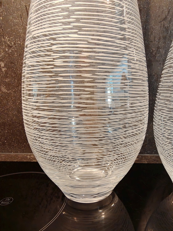 Image 1 of Ribbed glass art design vases, 1970s