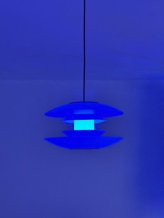 Image 1 of Halo Tech Design, Pendant Lamp, Danish Design, 1990s, Space Age, Vintage Lamp, Glass, Sputnik Design, UFO, Minimalism