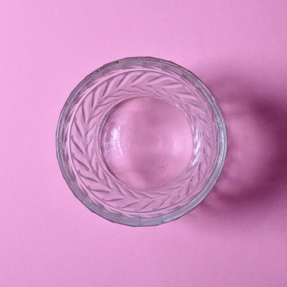 Image 1 of Mid-century Vintage Rare Clear Hand Pressed Glass Flower Vase / Fidenza / Italy / 1970s