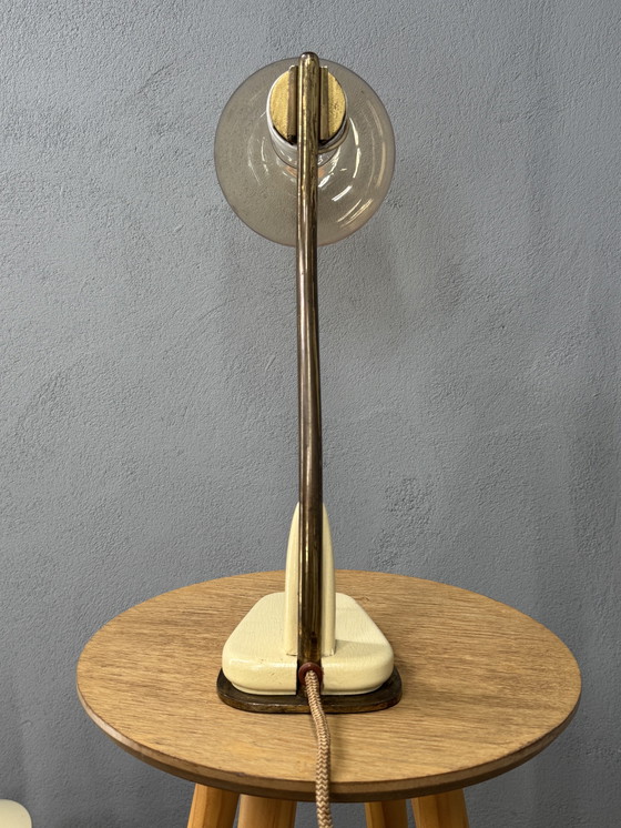 Image 1 of Vintage tafellamp met messing arm