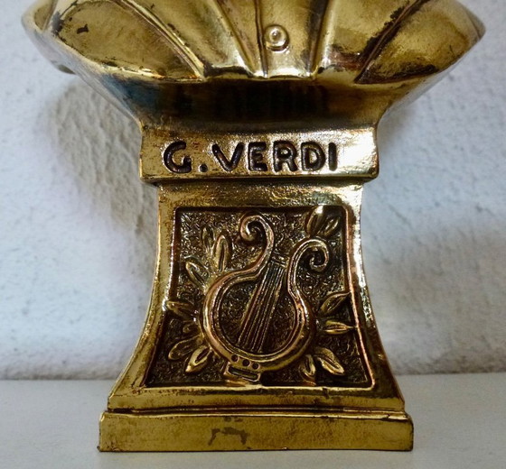 Image 1 of Büste, G. Verdi – 16 cm – Bronze, vergoldet – 1991, A. Lucchesi.