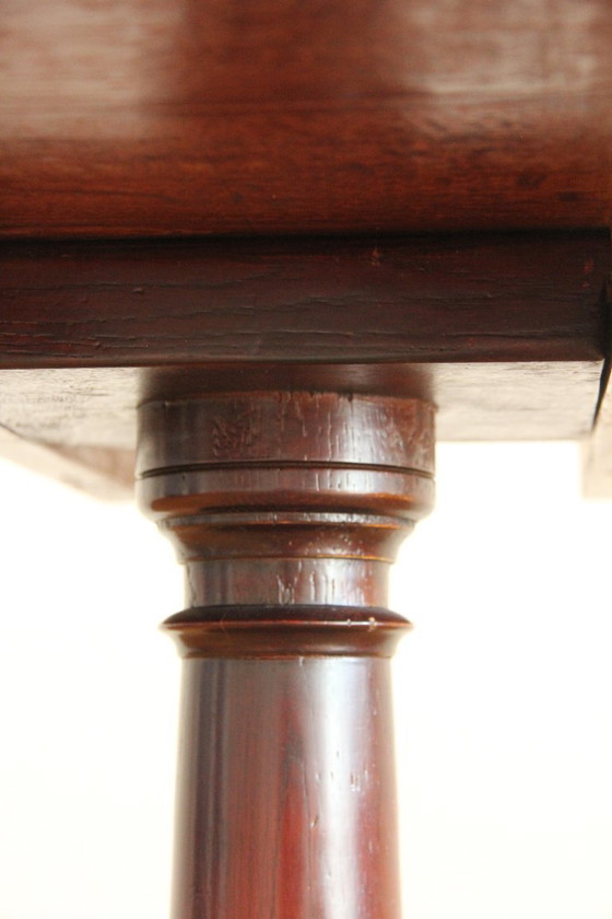 Image 1 of Mesa redonda hermosa y detallada (plegable) madera de acajou, fa FLAMANT