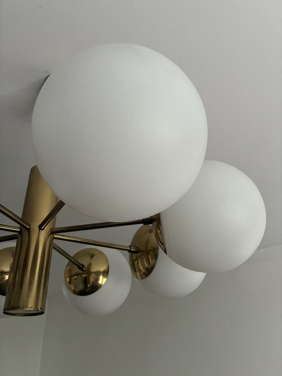 Kaiser Leuchten Atomic Sputnik Pendant Lamp, Brass, 1960s, Chandeliers, Gold, Mid Century Modern (photo 4 of 8)