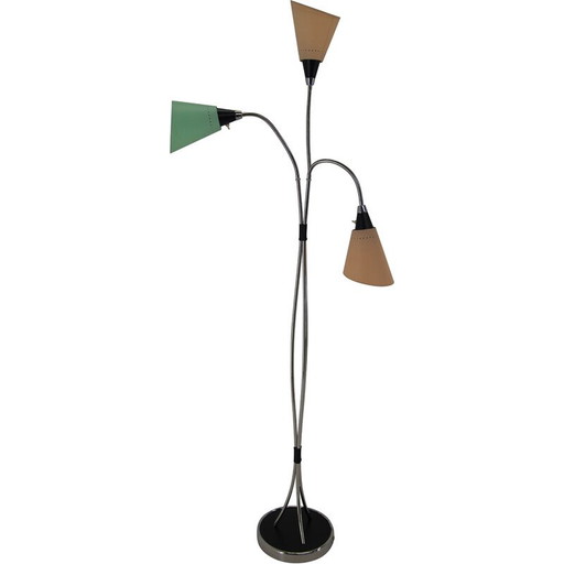 Lampadaire flexible vintage en métal et plastique, Tchécoslovaquie 1960