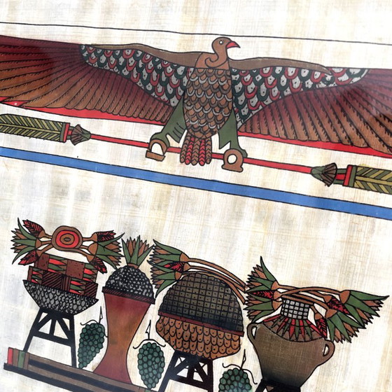 Two signed Egyptian paintings on papyrus – Paintings & Drawings, Other, Paper (photo 6 of 18)