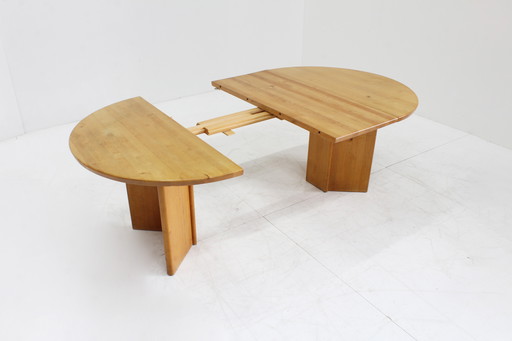 Table de salle à manger ronde extensible vintage danoise en bois massif