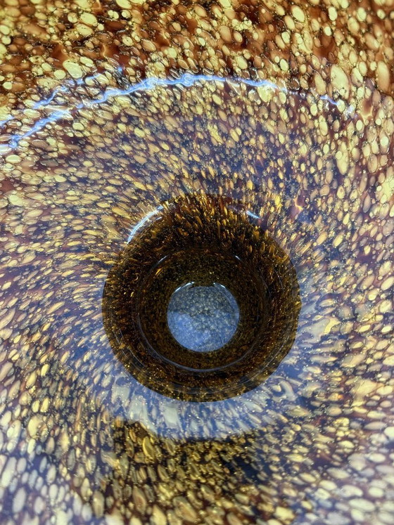 Image 1 of Italian murano glass with brass center piece bowl , 1970s