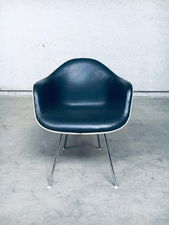 Image 1 of Poltrona DAX in pelle nera di metà secolo di Charles e Ray Eames per Herman Miller, anni '60