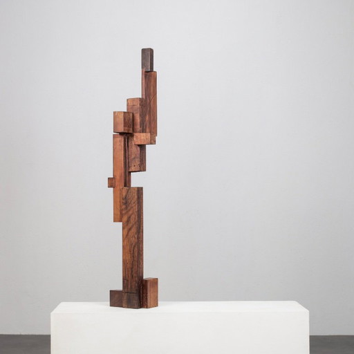 Scultura astratta costruttivista in legno, Paesi Bassi, anni '70 – beeldhouwkunst, Wood