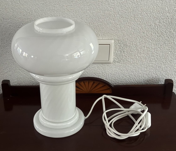 ✨ Vintage Murano Table Lamp | Mushroom Swirl | Lattimo | 1960s–70s | Mint Condition – Glass (photo 12 of 15)