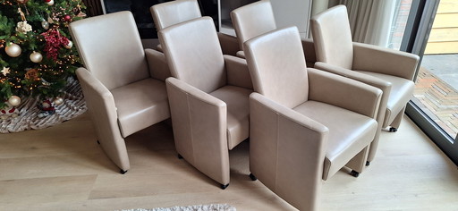 6 x leather adjustable dining chairs